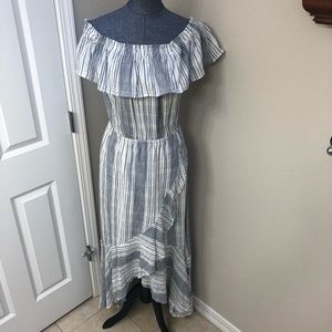 Express lined blue/white summer dress Large.
